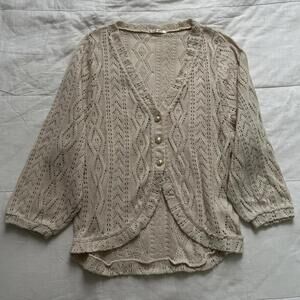 Axes Femme cream open knit cardigan with pearl buttons Size medium